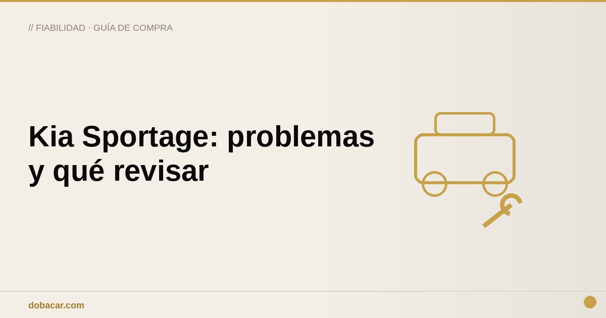 Ilustración de un Kia Sportage con símbolo de revisión mecánica