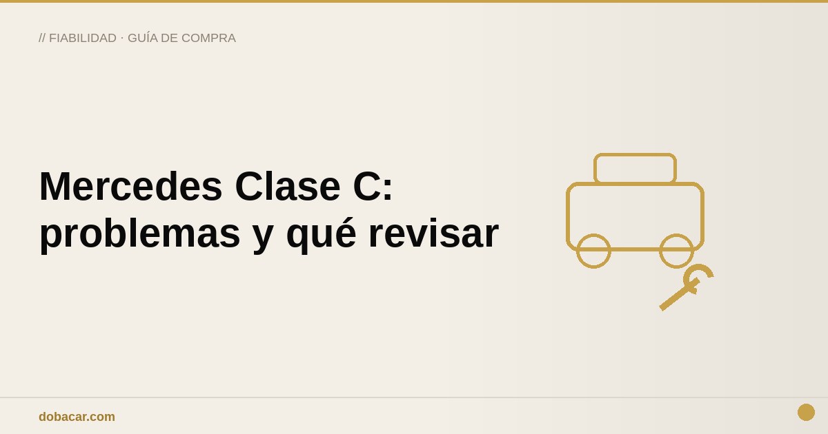 Ilustración de un Mercedes Clase C con símbolo de revisión mecánica