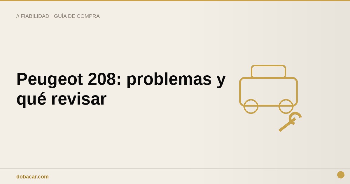 Ilustración de un Peugeot 208 con símbolo de revisión mecánica